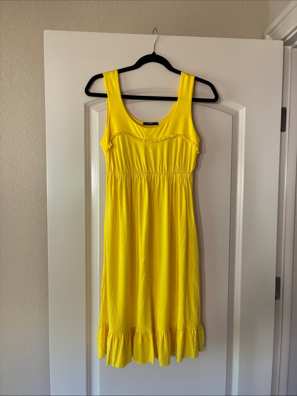 Soprano Bright Yellow Ruffle-Hem Tank Dress